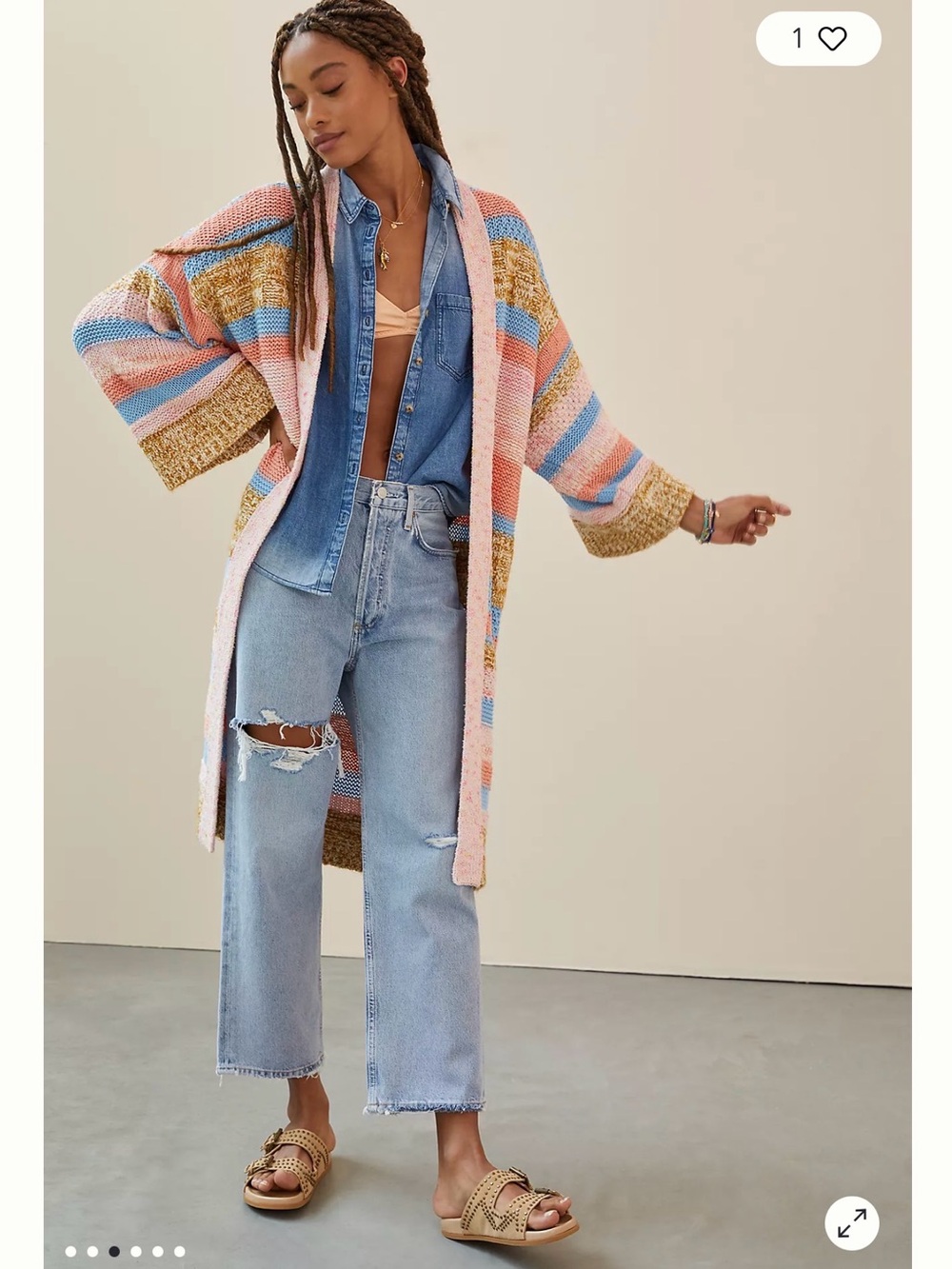 by Anthropologie Textured Striped Cardigan one size - Picture 4 of 9